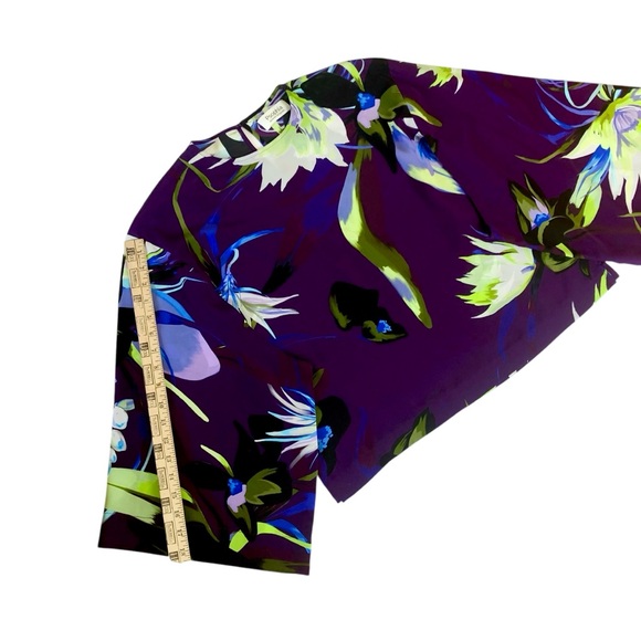 Psophia Silk Blouse with Flower Print in Violet Size Small - Picture 12 of 13